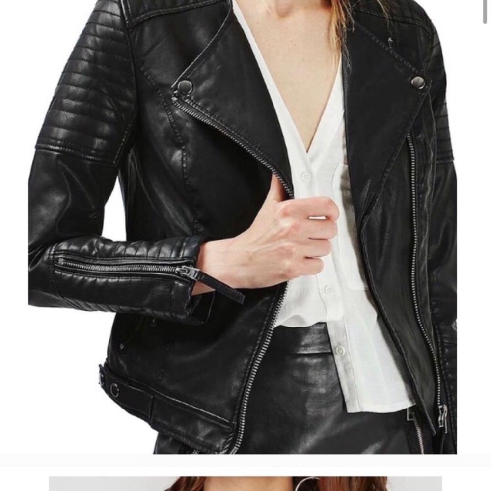 COPY - TopShop faux leather coat, black